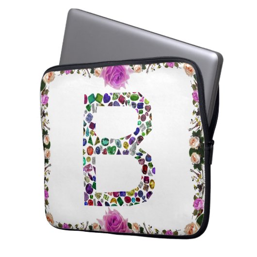 B Initial Gemstone Laptopschutzhülle (Vorderseite Links)