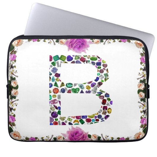 B Initial Gemstone Laptopschutzhülle (Vorderseite)