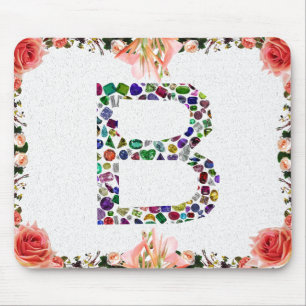 B Initial Gemstone Mousepad