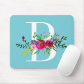 B Initial Monogram, Floral, benutzerdefinierte Far Mousepad (Mit Mouse)