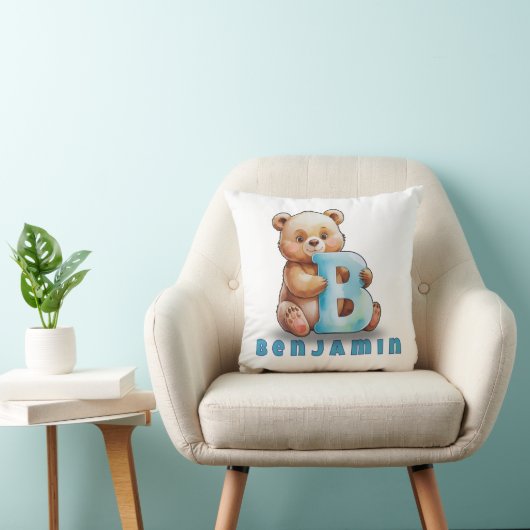 B is for Bear – Personalized Baby Pillow  Kissen (Stuhl )