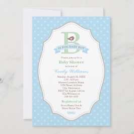 B ist für Baby Blue Boy Baby Shower geeignet Einladung