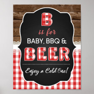 B ist für Baby, GRILLEN & Beer-Zeichen - Red Baby Poster