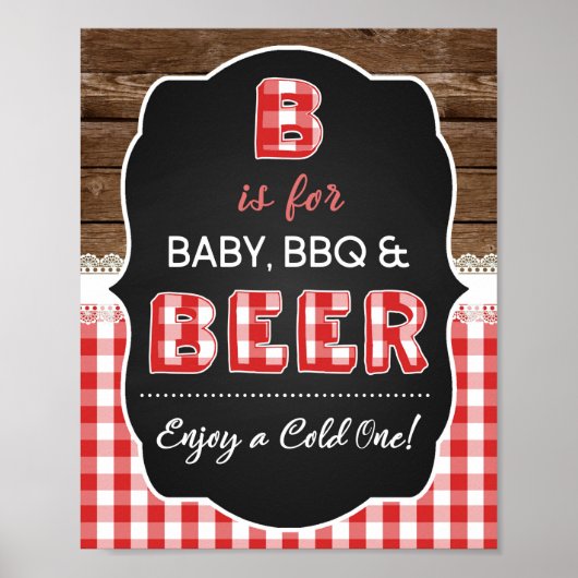 B ist für Baby, GRILLEN & Beer-Zeichen - Red Baby Poster (Vorne)