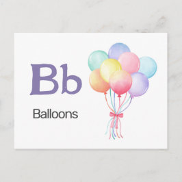 B ist für Balloons - Alphabet Flash Card Postkarte