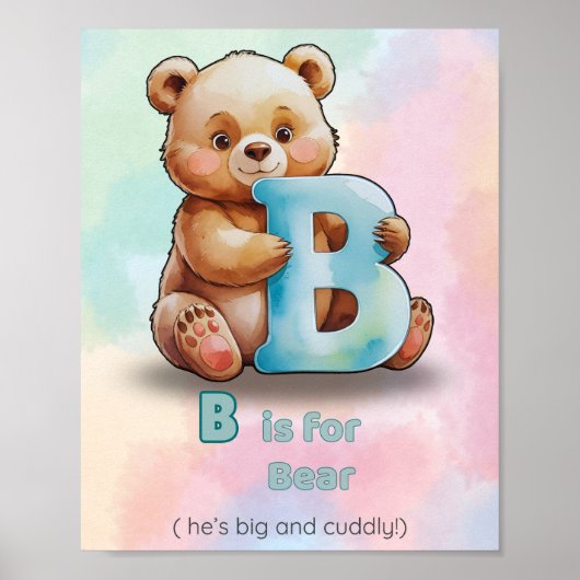 B ist für Bär – Großes und Kuschelweiches Alphabet Poster (Vorne)