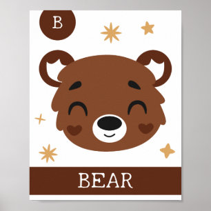 B ist für Bär, Kinderzimmer, Schlafzimmer, Kinderz Poster