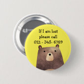 B ist für Bären, Kinder-Notfallkontakt Button (Vorne & Hinten)