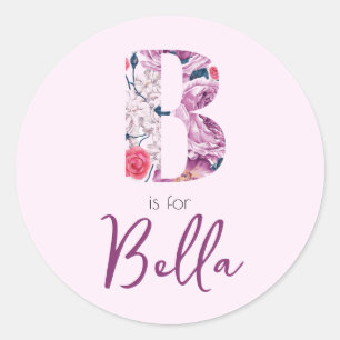 B ist für Bella Stickers Baby Girl Pink Name Revea