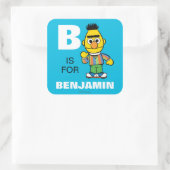 B ist für Bert | Name hinzufügen Quadratischer Aufkleber (Tasche)