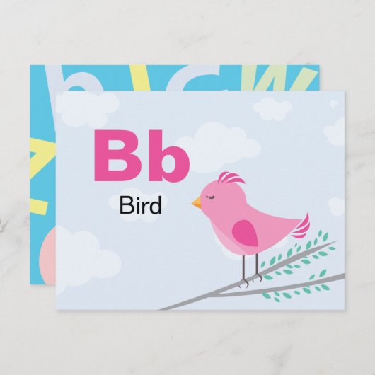 B ist für Bird - Alphabet Flash Card Postkarte (Vorne/Hinten)
