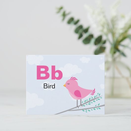 B ist für Bird - Alphabet Flash Card Postkarte (Stehend Vorderseite)