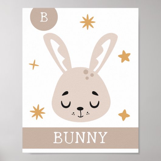 B ist für Bunny, Kinderzimmer, Schlafzimmer, Kinde Poster (Vorne)