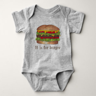 B ist für Burger Letter B Hamburger Cheeseburger Baby Strampler