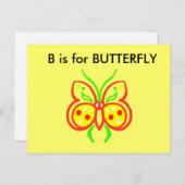 "B" ist für Butterfly Alphabet Flashcard Postkarte (Vorne/Hinten)