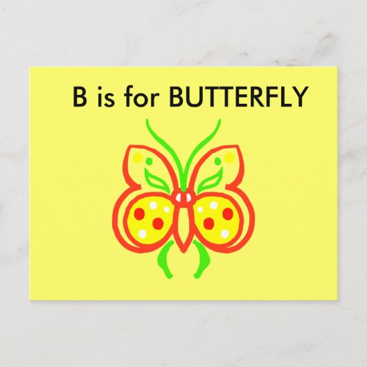 "B" ist für Butterfly Alphabet Flashcard Postkarte (Vorderseite)