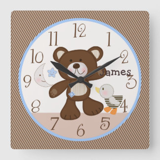 B ist für die Baby-Kinderzimmer-Uhr von Bären/Tedd Quadratische Wanduhr