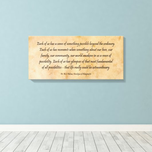 B J Palmer Außergewöhnliches Leben Leinwanddruck (Insitu (Holzboden))