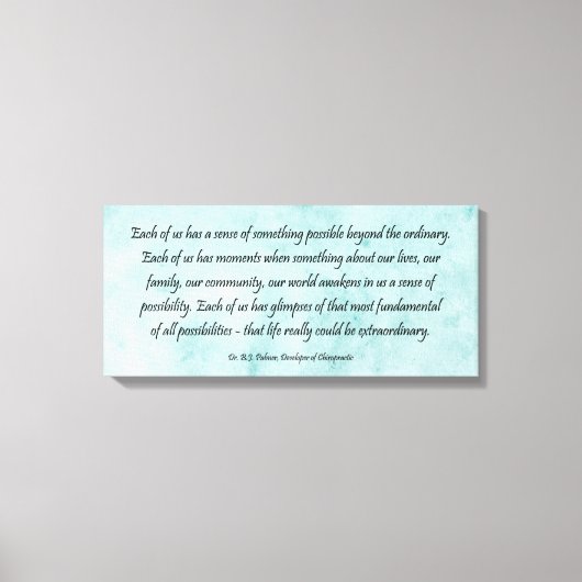 B J Palmer Außergewöhnliches Leben Leinwanddruck (Vorderseite)