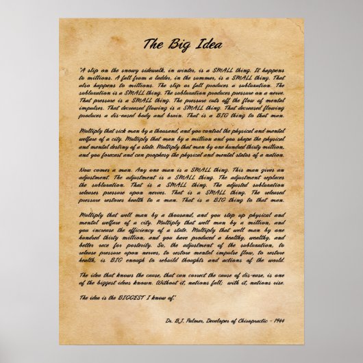 B J Palmer - Die große Idee der Chiropraktik Poster (Vorne)