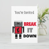 B-Junge Boombox Roboter-Bruch es unten Einladung (Stehend Vorderseite)