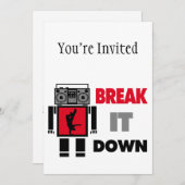 B-Junge Boombox Roboter-Bruch es unten Einladung (Vorne/Hinten)