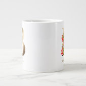 B Letter Gold Monogram | Rote Orange Grüne Blume Jumbo-Tasse (Vorderseite)