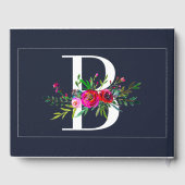 B Letter Initial Monogram Floral Name Wedding Gästebuch (Rückseite)