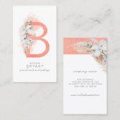 B Letter Monogram White Orchias and Pampas Grass Visitenkarte (Vorne/Hinten)