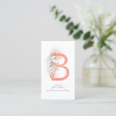 B Letter Monogram White Orchias and Pampas Grass Visitenkarte (Stehend Vorderseite)