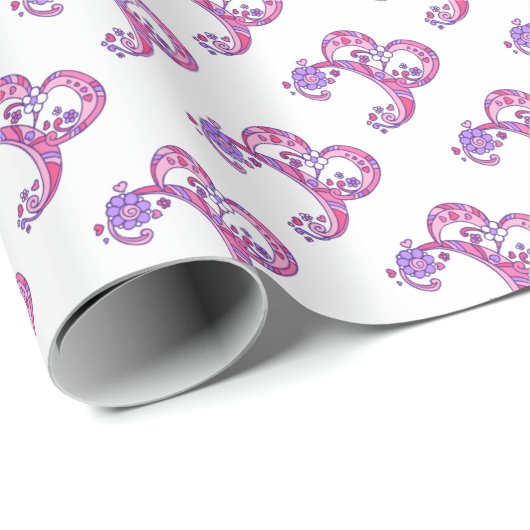 B-Letter-Monogramm-personalisiertes Packpapier (Rolleneckpunkt)