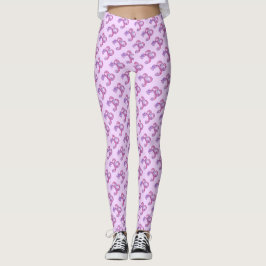 B mit Monogramm lila rosa gemusterte Leggings
