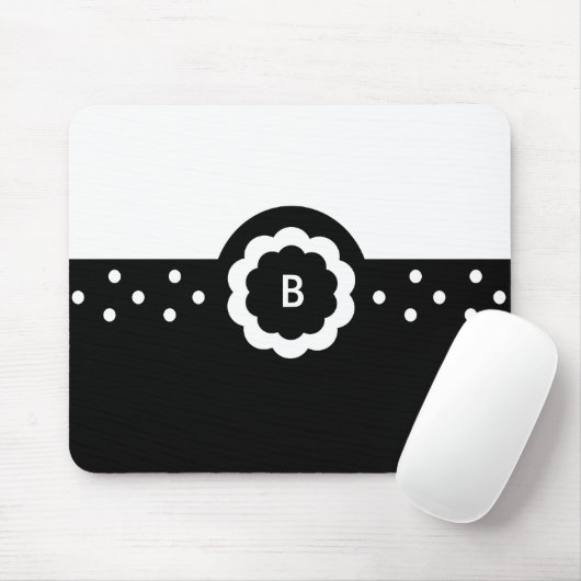 B: Monogram B Dotted Black & White Mousepad (Mit Mouse)
