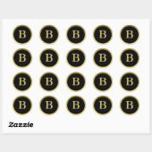 B: Monogram B Elegant Gold und Black Stickers (Blatt)