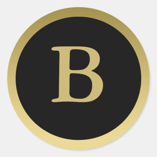 B: Monogram B Elegant Gold und Black Stickers (Vorderseite)