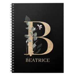 B Monogram Floral Personalisiertes Notebook Notizblock