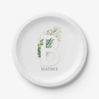 B Monogram Gold Greenerity Blätter Eleganter Name