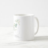 B Monogram Gold Greenery Blätter Eleganter Name Kaffeetasse (VorderseiteRechts)