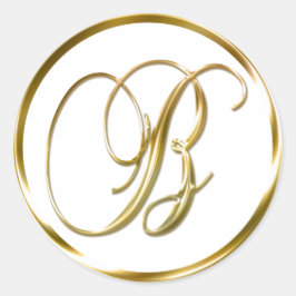 B Monogram Imitate Gold Umschlag oder Günstige Sie Runder Aufkleber
