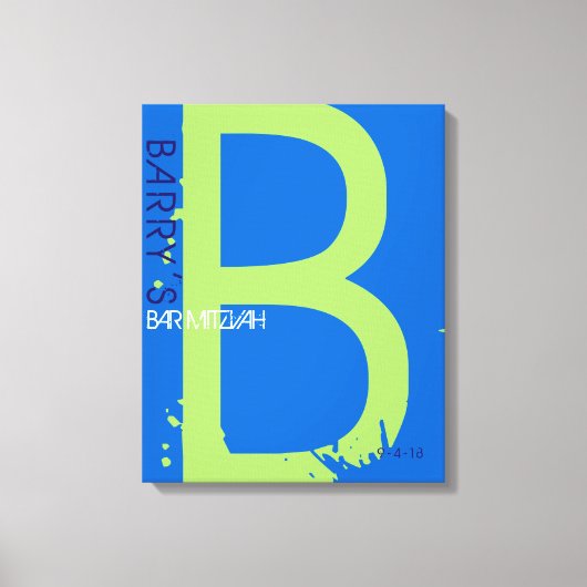 B Monogram, Initial Bar Bat Mitzvah Sign-In Board Leinwanddruck (Vorderseite)