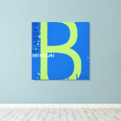 B Monogram, Initial Bar Bat Mitzvah Sign-In Board Leinwanddruck (Insitu (Holzboden))