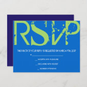 B Monogram Initials Bar Bat Mitzvah Reply Card RSVP Karte (Vorne/Hinten)