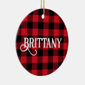 B Monogram Letter Buffalo Karo Foto Keramik Ornament (Rechts)