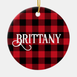 B Monogram Letter Buffalo Karo Foto Keramik Ornament