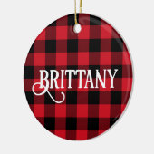 B Monogram Letter Buffalo Karo Foto Keramik Ornament (Links)