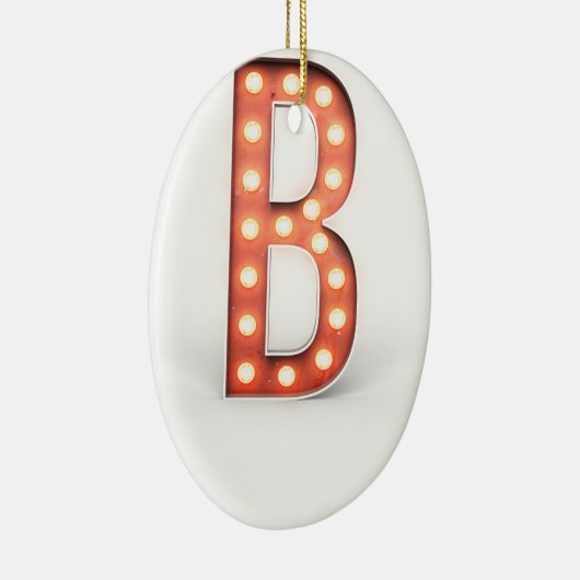 B Monogram Marquee Bulb Keramik Ornament (Rechts)