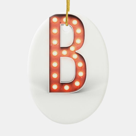B Monogram Marquee Bulb Keramik Ornament (Vorne)