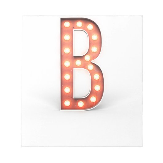 B Monogram Marquee Bulb Notizblock (Vorderseite)