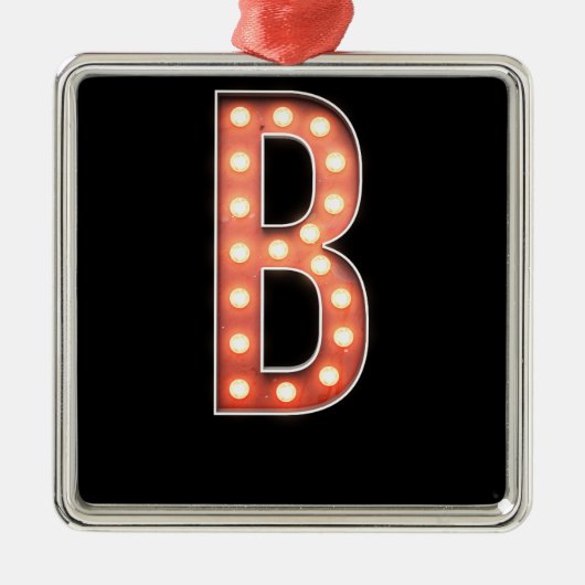 B Monogram Marquee Bulb Ornament Aus Metall (Vorne)