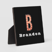 B Monogram Marquee Bulb Personalisiert Fotoplatte (Vorderseite)